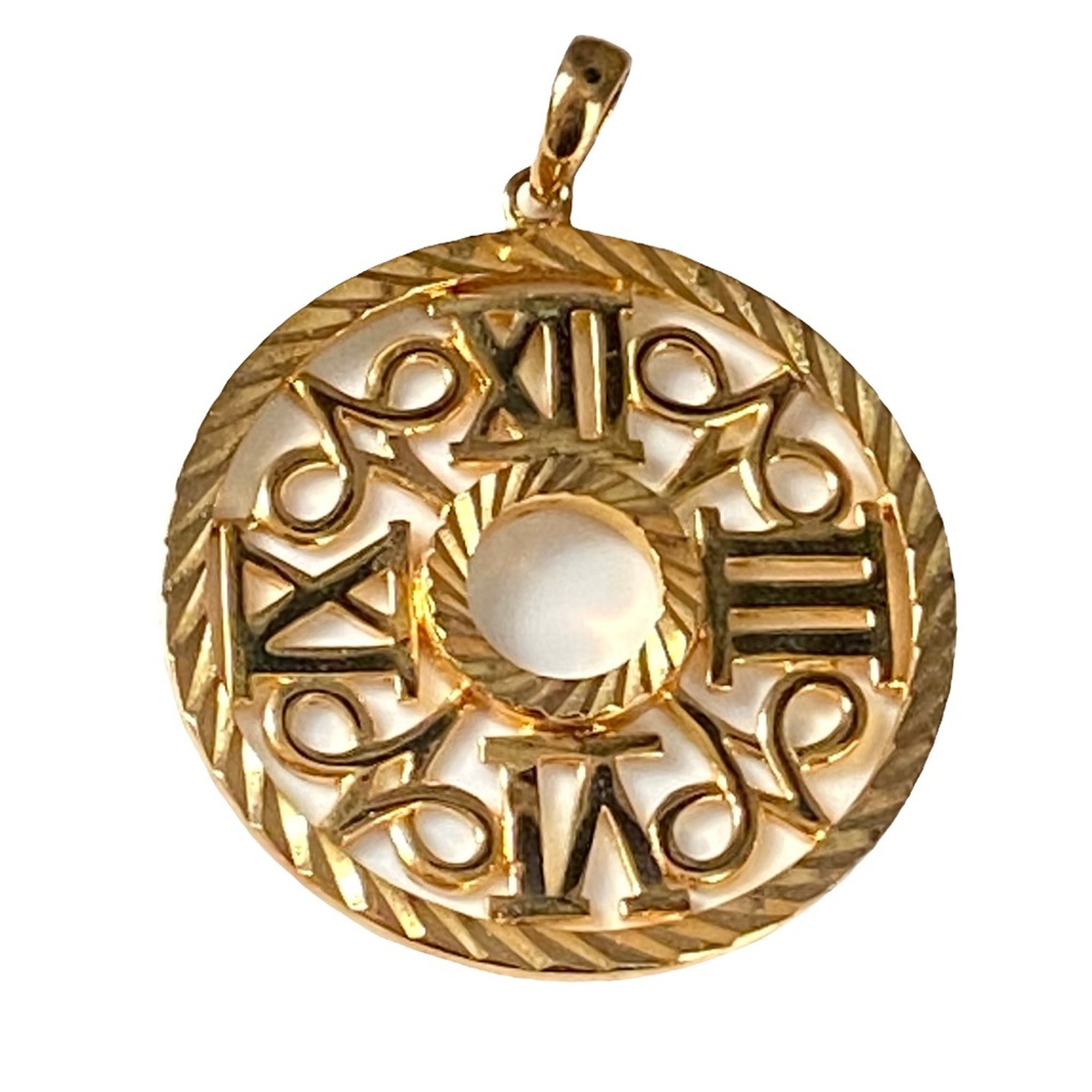 Prime Art & Jewel Sterling Silver 925 Gold Plated Pendant Roman Numerals